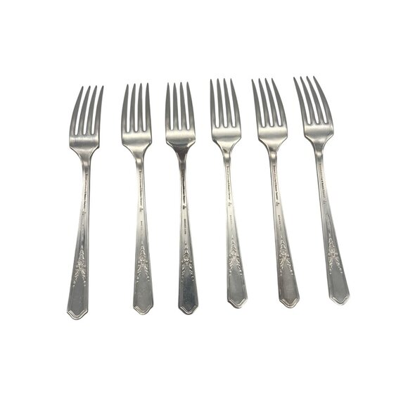 Oneida Simeon L & George H Rogers Jasmine 6 Grille Forks 7.5" Circa 1939 - Picture 4 of 5